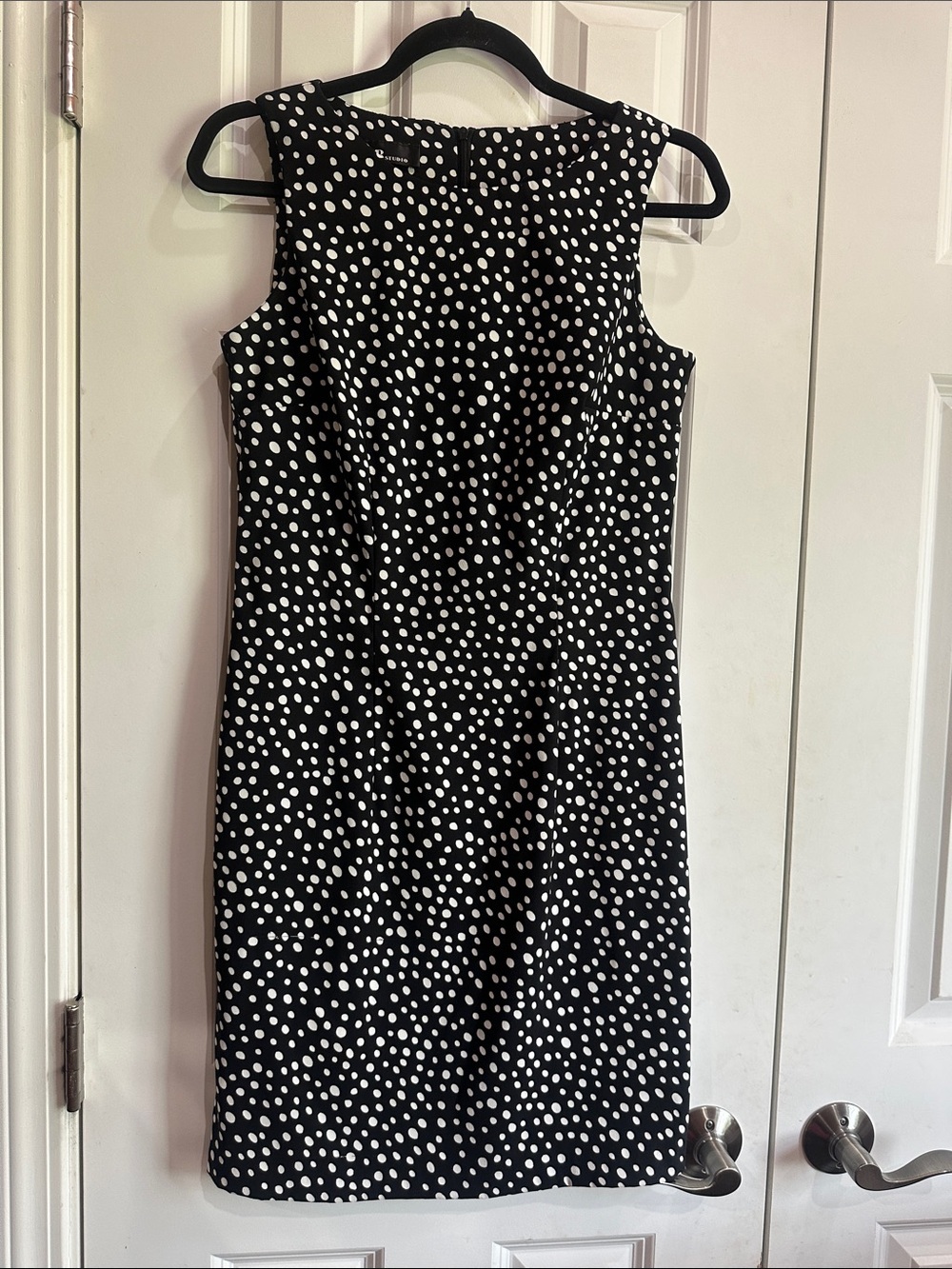NWOT AB Studio Black Polka Dot Midi Sheath Dress size 6